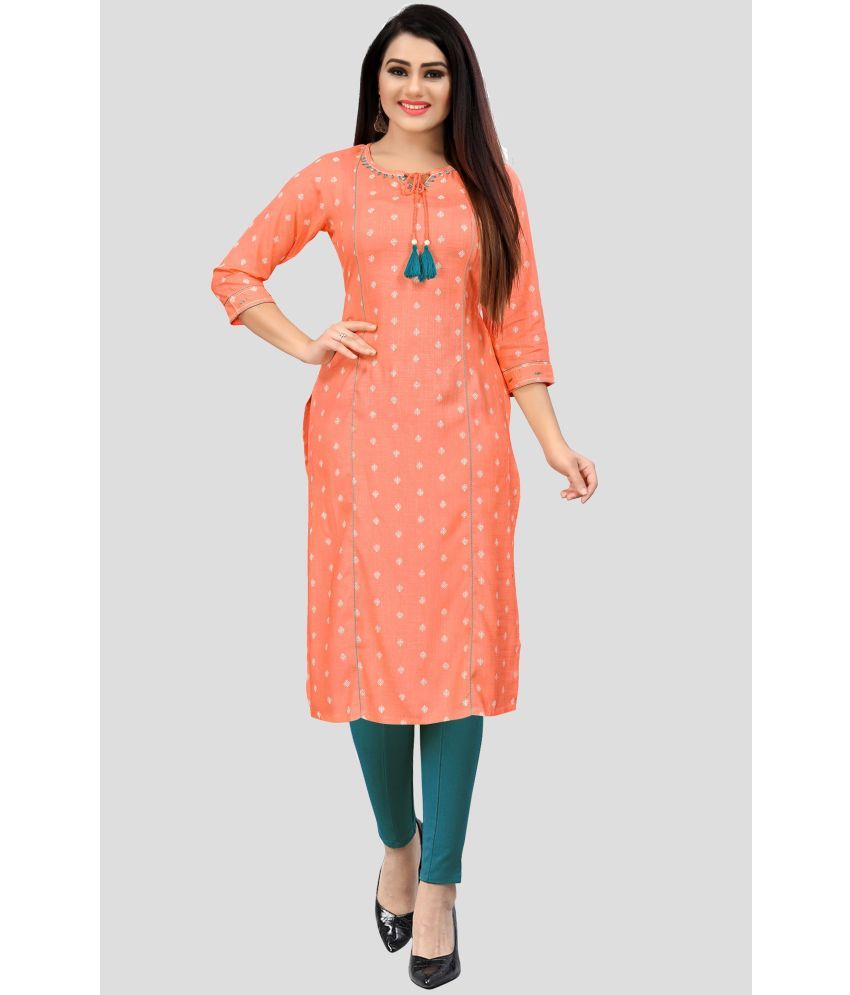     			Rajnandini - Orange Rayon Women's Straight Kurti ( Pack of 1 )