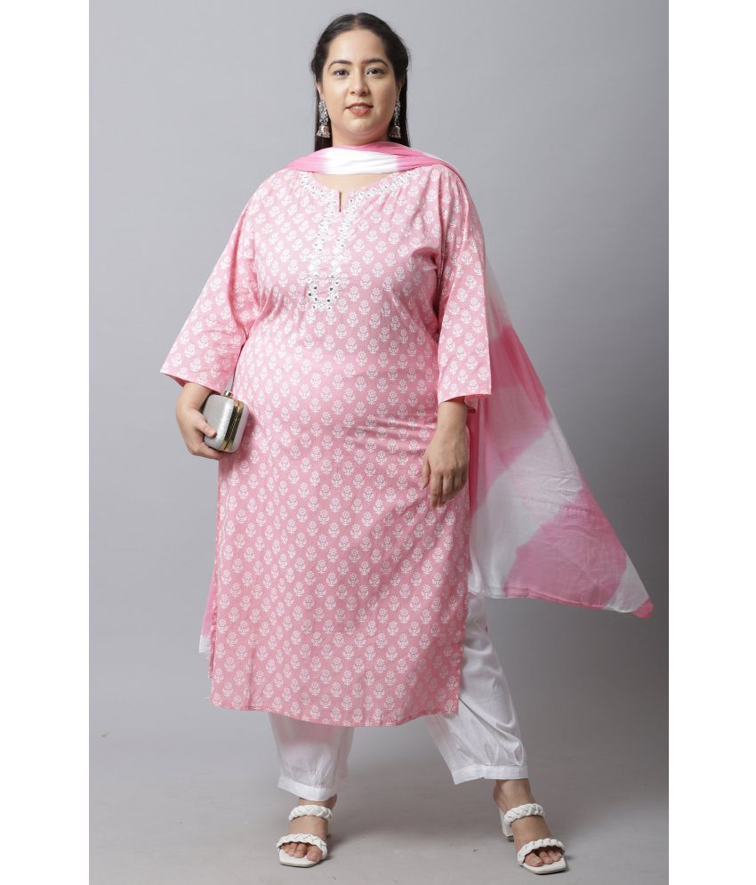     			Rajnandini - Pink Straight Cotton Women's Stitched Salwar Suit ( Pack of 1 )