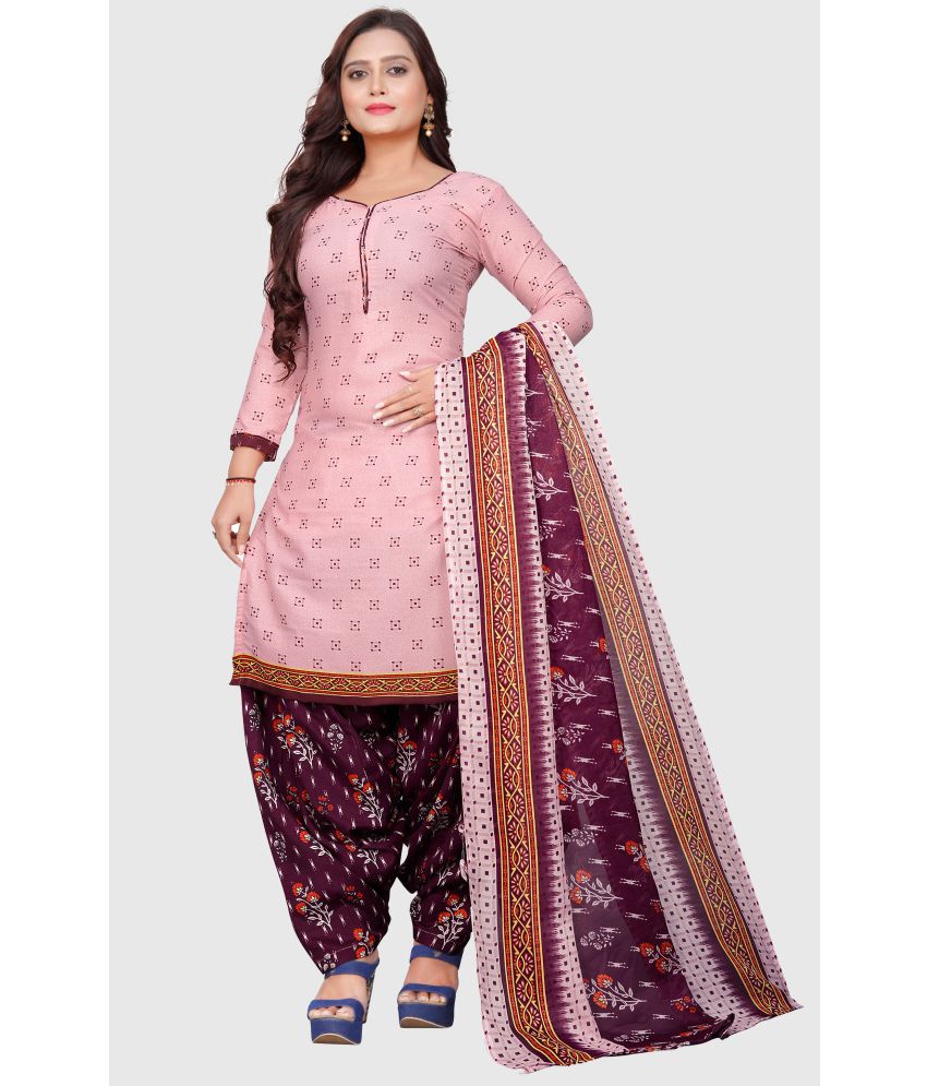     			Rajnandini - Unstitched Pink Cotton Blend Dress Material ( Pack of 1 )