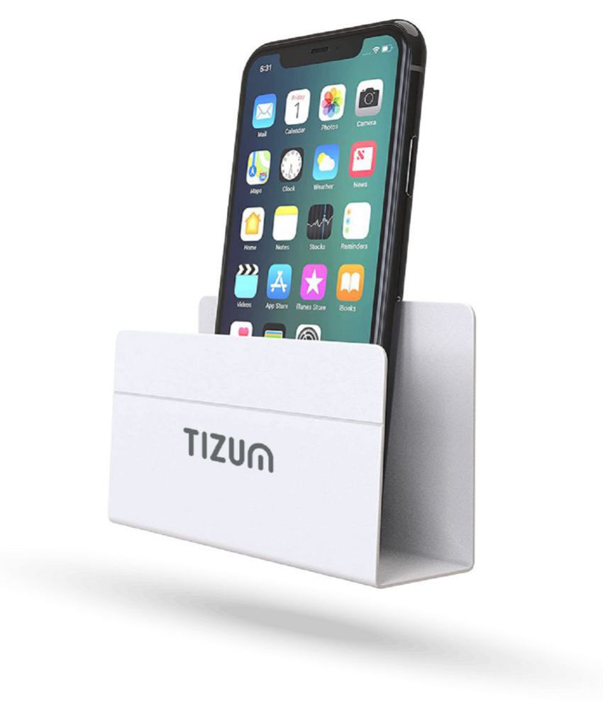     			Tizum Wall Hanging Mobile Holder Stand, Charging Holder with Adhesive Strips Compatible with iPhones, Smartphones and Mini Tablet, Mobile Phone Organizer Stand, Storage Case for Remote