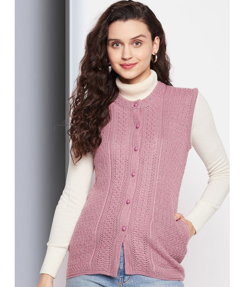     			Clapton Acro Wool Pink Buttoned Cardigans -