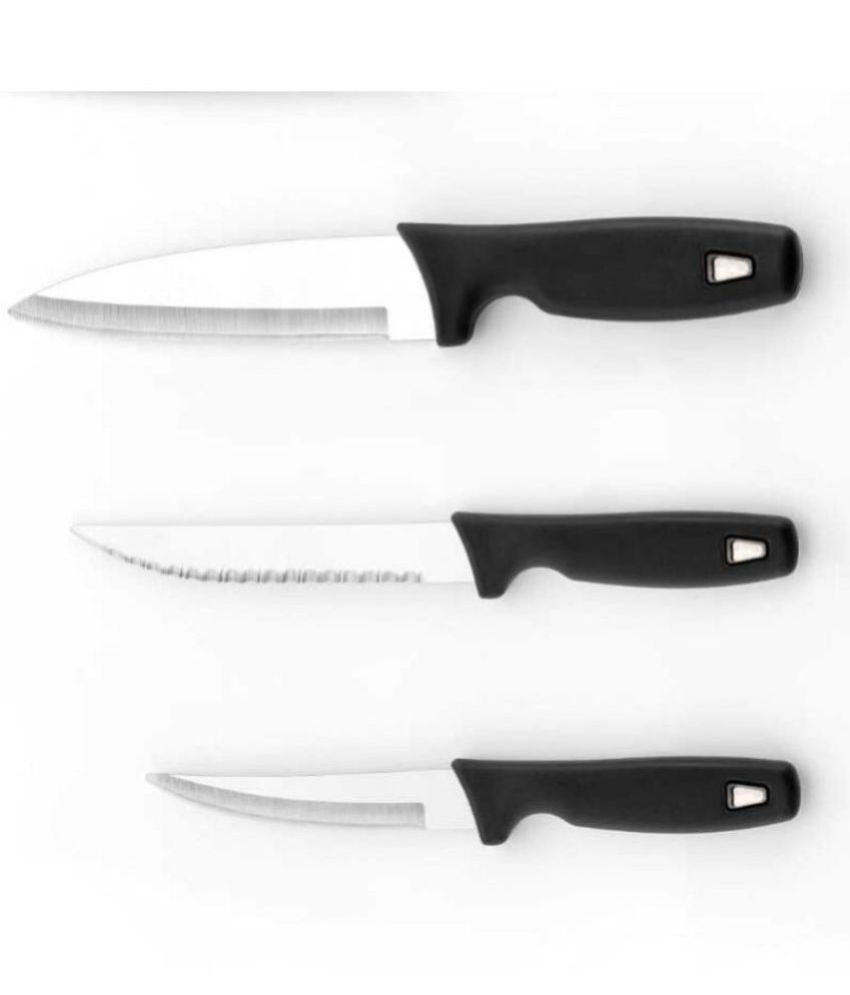     			OFFYX - Black Stainless Steel Utility Knife ( Pack of 3 )