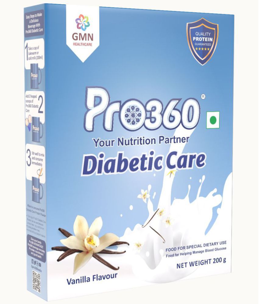 PRO360 Diabetes Care Protein Powder Supplement Nutrition Health Drink Mix Vanilla Flavour (Sugar free) Energy Drink for Adult 200 gm