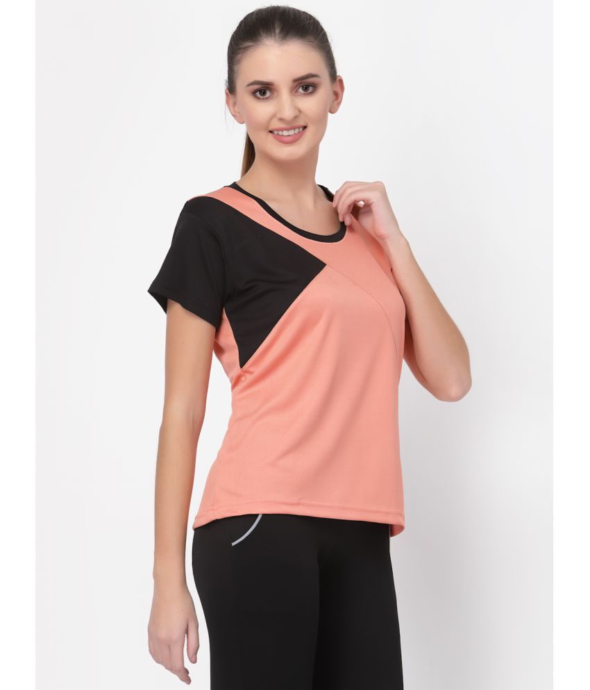     			Uzarus Peach Polyester Polos - Single