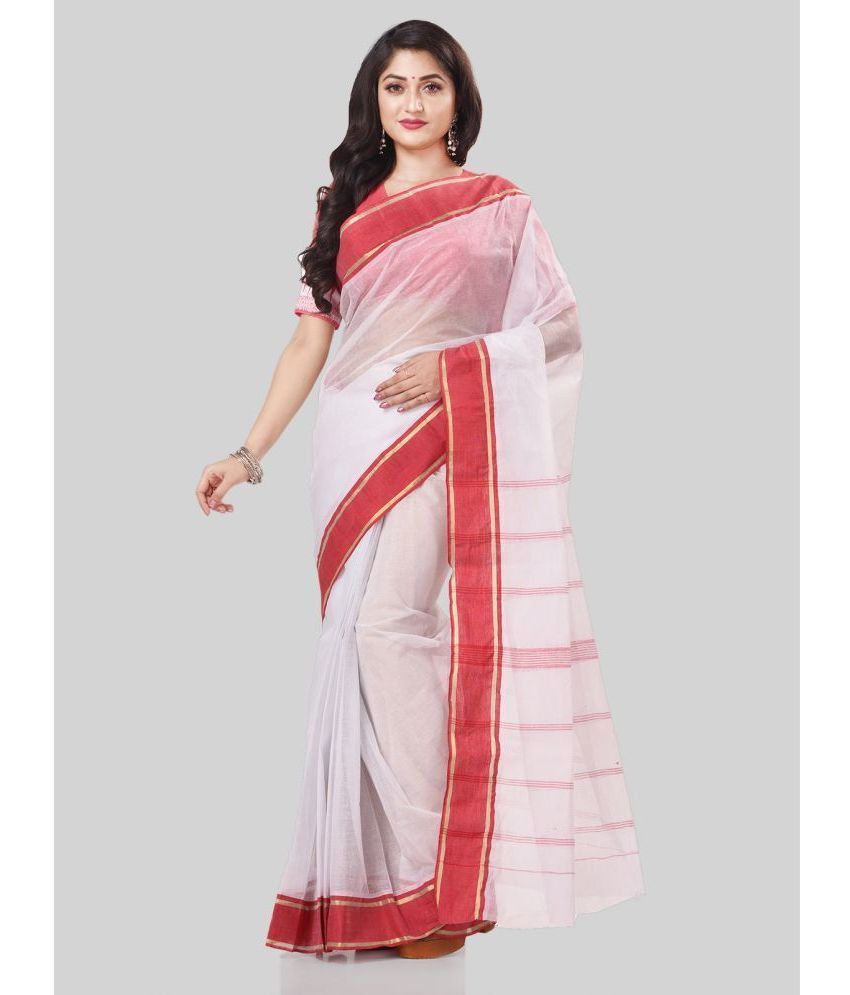     			Desh Bidesh - Red Cotton Saree With Blouse Piece ( Pack of 1 )