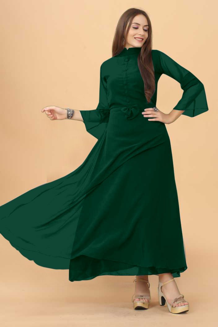     			Femvy - Green Georgette Women's Gown ( Pack of 1 )