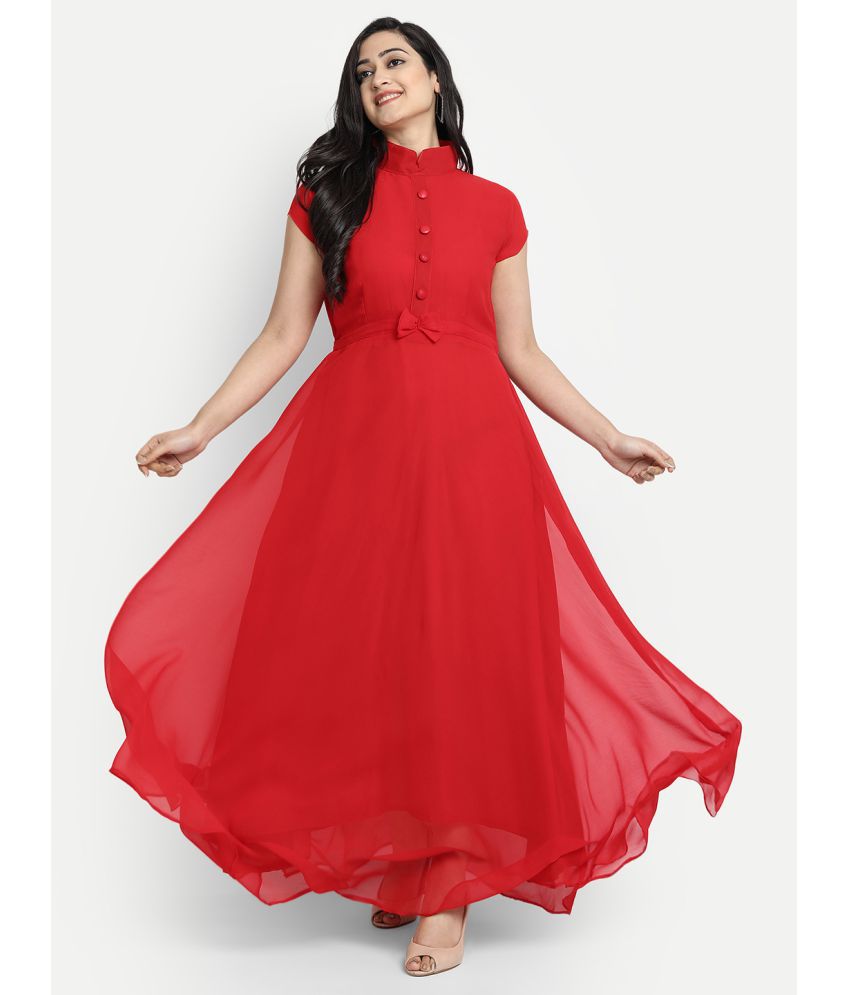     			Femvy - Red Georgette Women's Gown ( Pack of 1 )