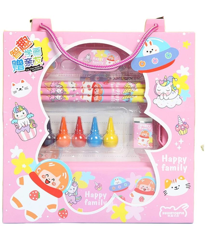     			FunBlast Stationery Kit for Kids – Happy Family Stationery Box Pencil Pen Eraser Sharpener and Cartoon Pencil Box- Stationary Kit Set for Boys and Girls, Birthday Return Gift for Kids (Multicolor)