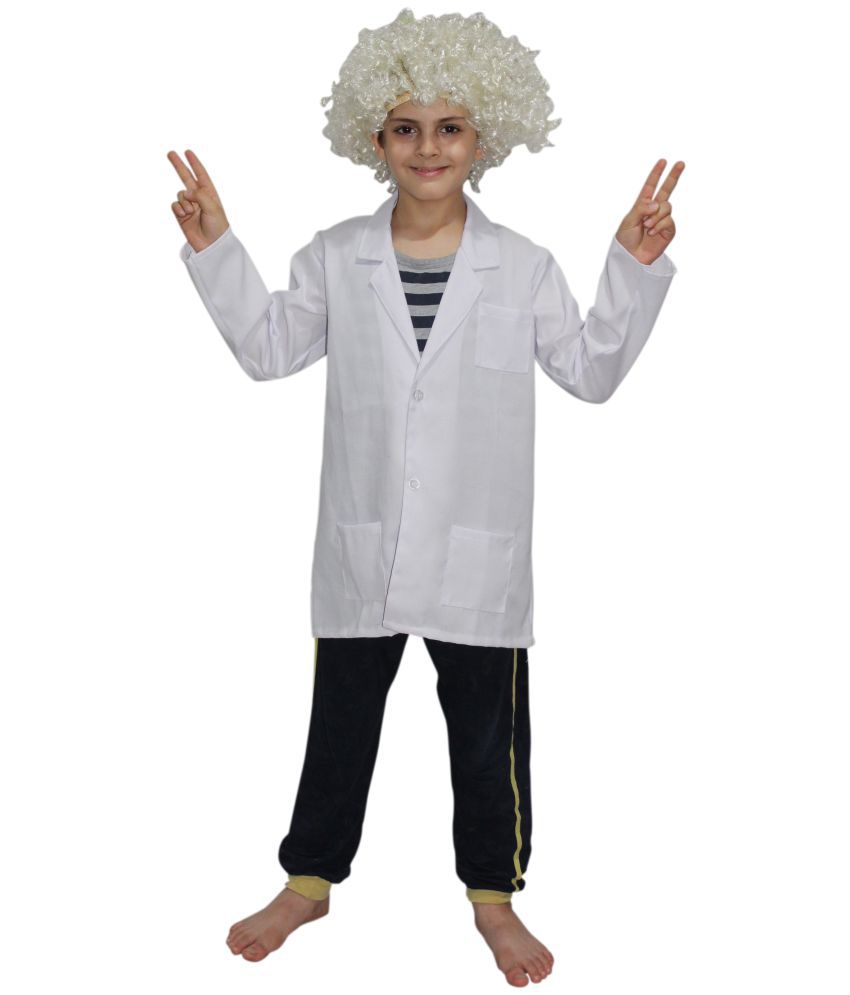     			Kaku Fancy Dresses Albert Einstein Costume/ Scientist Costume -White, 7-8 Years, For Boys