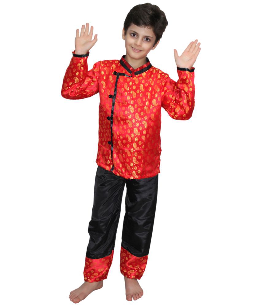     			Kaku Fancy Dresses Global Ethnic Wear Chinese Boy Costume -Red, 3-4 Years, For Boys