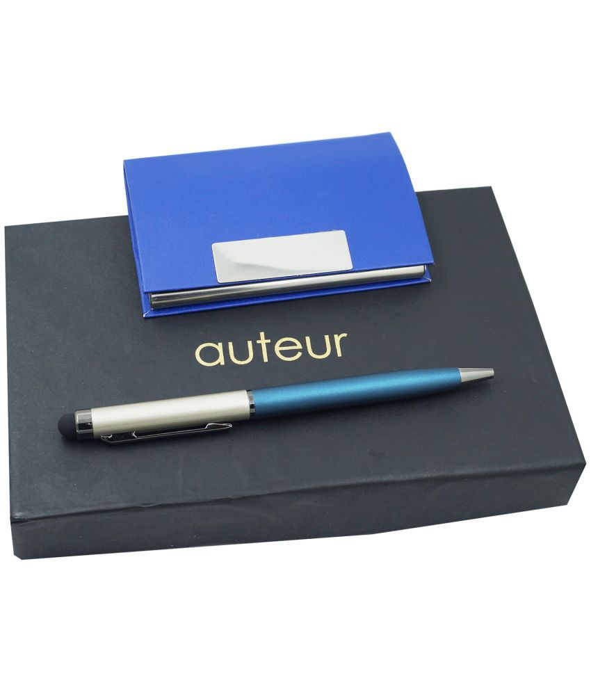     			auteur 2in1 Corporate Gift Set  Stylus Hera Blue (Blue Ink) Ball Pen With Premium RFID safe Blue Pu Leather Card Wallet Magnetic Clouser Ideal for Every Gifting Occasion| Gift For Men|Women|Boss|Friends|Birthday|Anniversary(VCH-54)