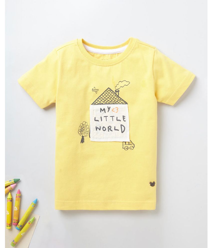 Ed-a-Mamma - Yellow Cotton Boy's T-Shirt ( Pack of 1 )