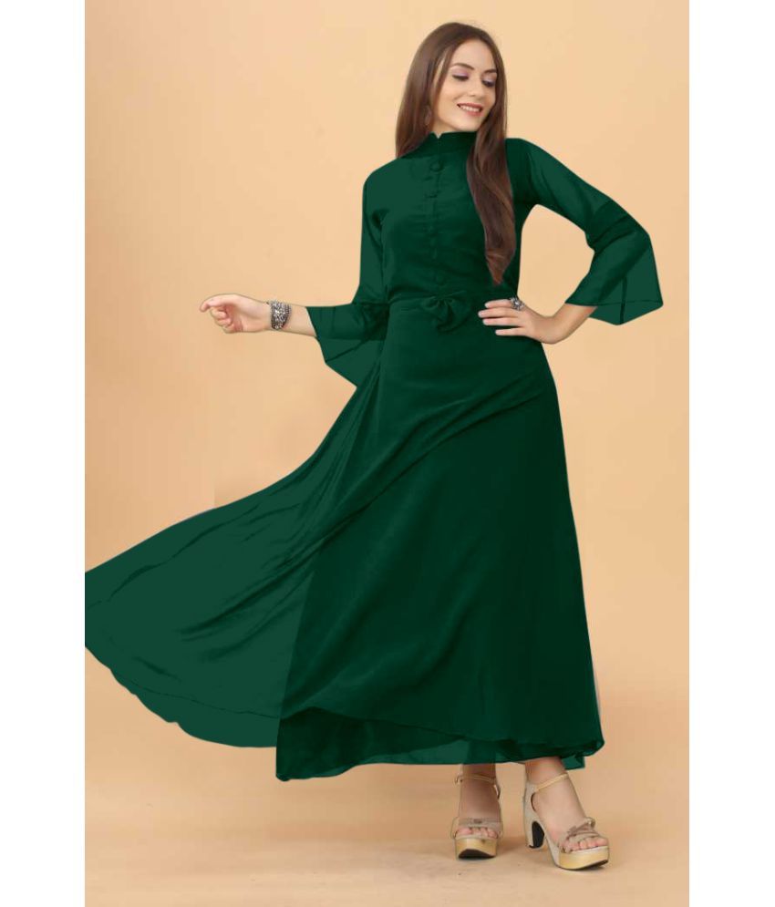     			Femvy - Green Georgette Women's A-line Dress ( Pack of 1 )