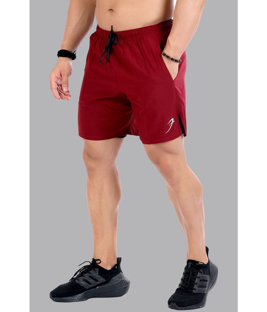     			Fuaark - Maroon Polyester Lycra Men's Gym Shorts ( Pack of 1 )