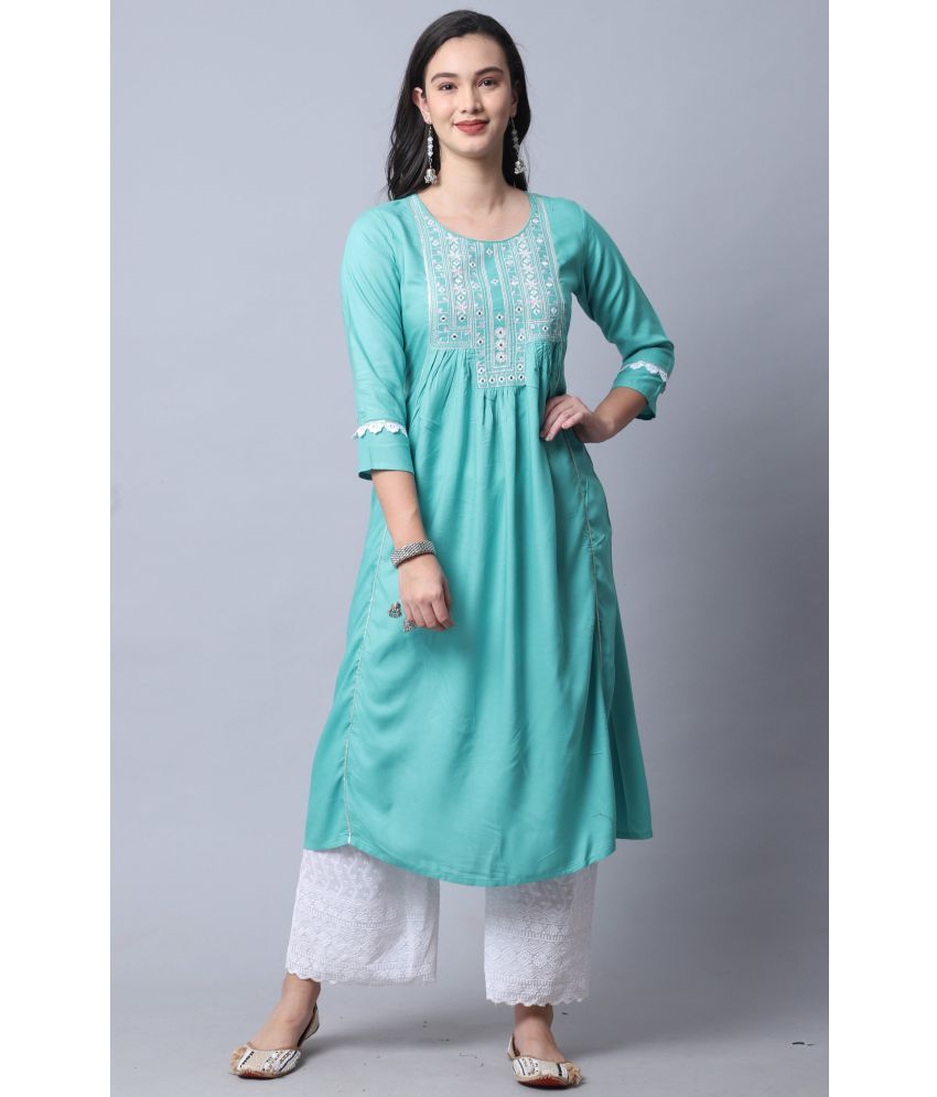     			Rajnandini - Blue Rayon Women's A-line Kurti ( Pack of 1 )