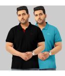 TAB91 Pack of 2 Cotton Blend Regular Fit Solid Half Sleeves Men's Polo T Shirt ( Black )