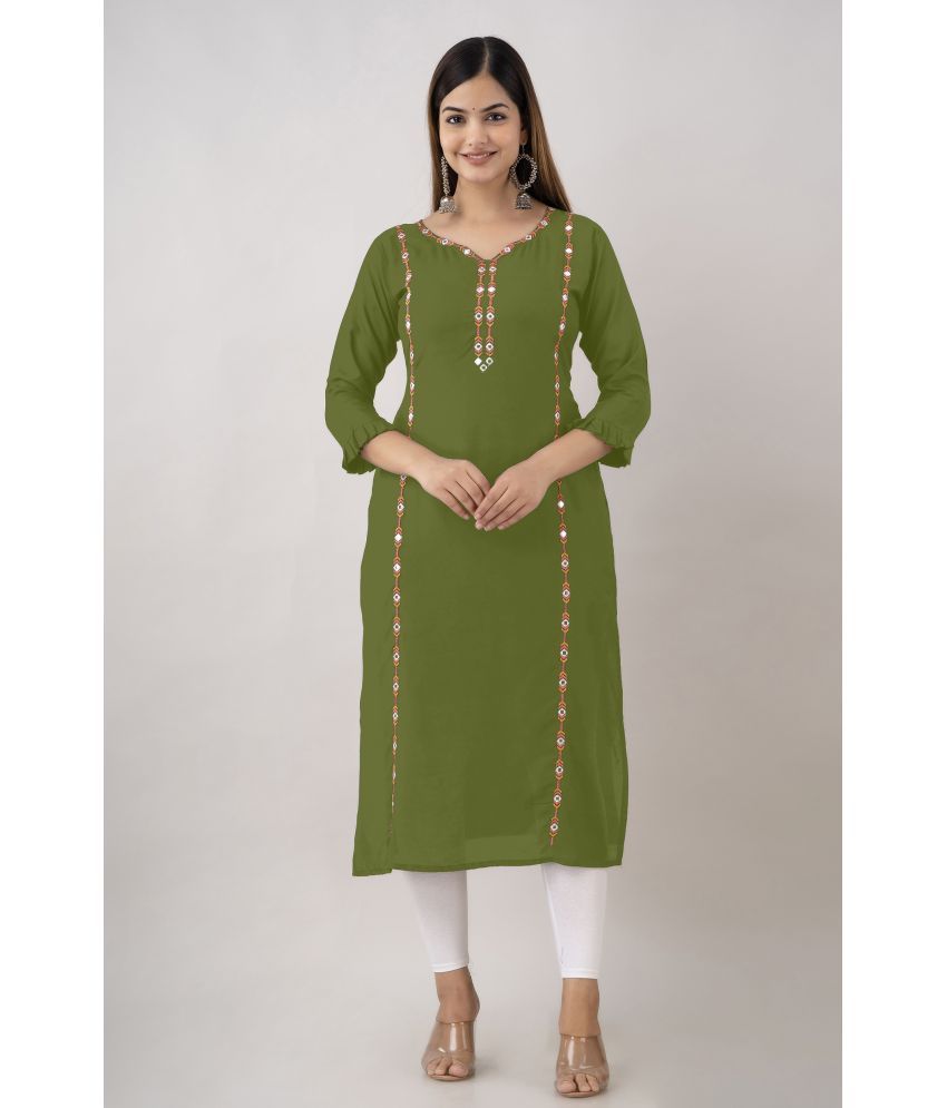     			Kapadia - Green Rayon Women's Straight Kurti ( Pack of 1 )