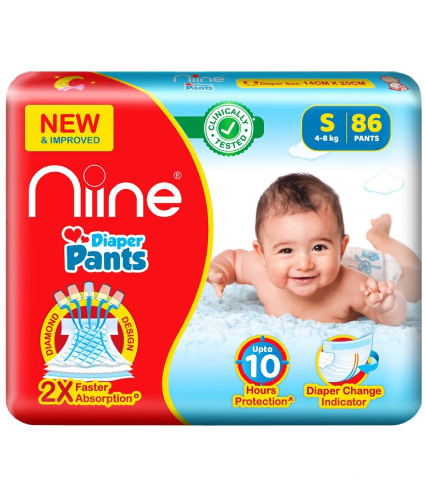     			Niine Baby Diaper Pants Small(S) Size (Pack of 1) 86 Pants for Overnight Protection with Rash Control