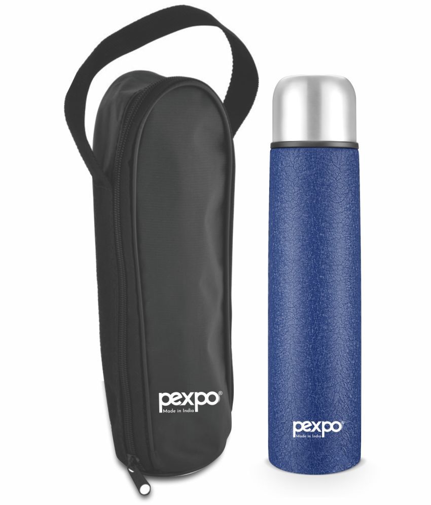     			Pexpo 1000ml 18 Hrs Hot and Cold Flask with Zipper-bag, Flip Pro 1000ml Vacuum Water Bottle (Pack of 1, Blue)