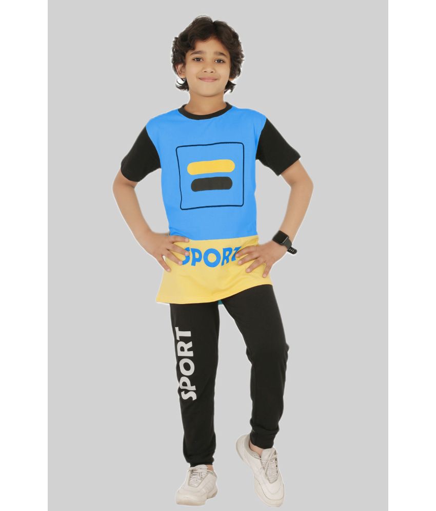     			Rydho - Blue Cotton Boys T-Shirt & Trackpants ( Pack of 1 )