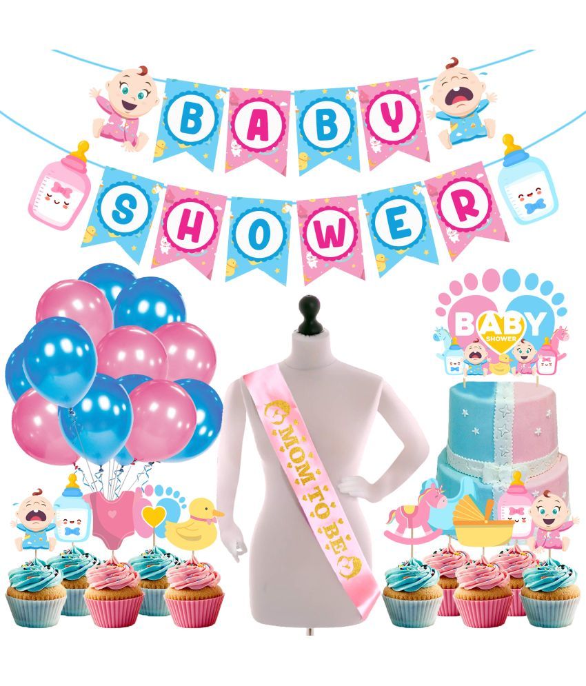     			Zyozi Baby Shower Decorations,Baby Shower Party Supplies Included Baby Shower Letter Banner,Cake Topper,Sash,Cup Cake Topper And Balloons For Baby Shower Theme Party Favors (Pack of 38)