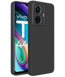 CASE VA - Black Silicon Plain Cases Compatible For Vivo T1 44W ( Pack of 1 )