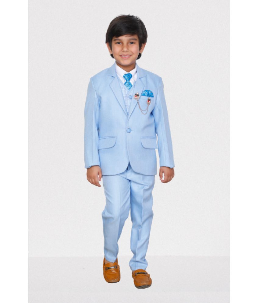     			DKGF Fashion - Sky Blue Polyester Boys Suit ( Pack of 1 )