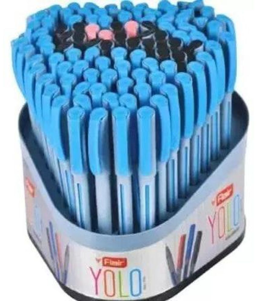     			Flair Yolo Blue Ball Pen | 0.6 mm Tip Size | Light Weight Ball Pen with Comfortable Grip | Fine & Smooth Writing | Ideal for School, Collage & Office | Multicolor, Tumbler Pack of 100
