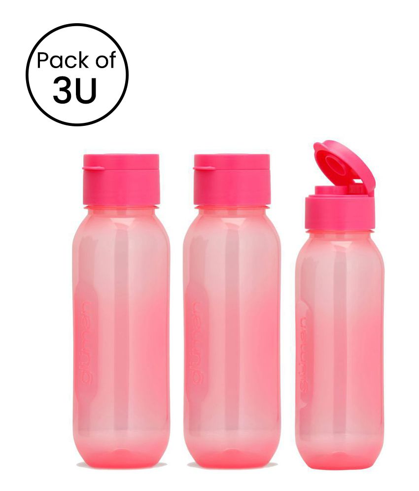     			HOMETALES - Plastic BPA Free Water Bottle, Pack of 3 (600ml Each), Pink
