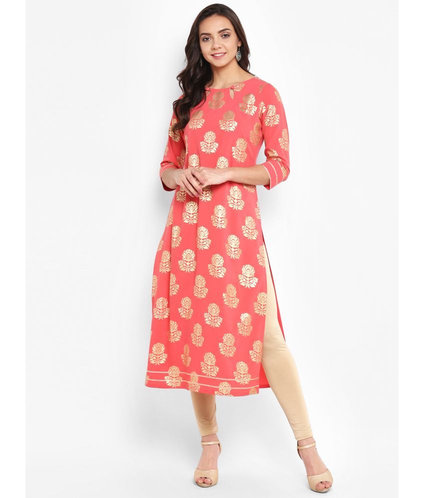     			Janasya - Peach Crepe Women's Straight Kurti ( Pack of 1 )