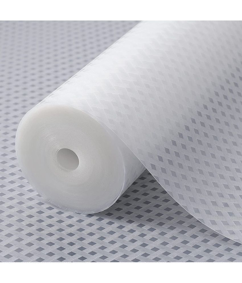     			KayJen Multipurpose ( 45 cm X 1.5 m) EVA Anti-Slip Mat Liners For Bathroom, Kitchen, Fridge & Table Mat -White (Checks Pattern)
