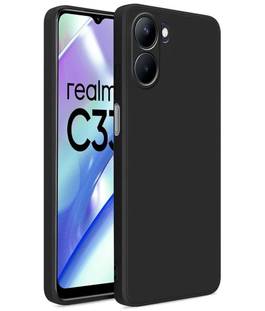     			ZAMN - Black Silicon Plain Cases Compatible For Realme C33 ( Pack of 1 )