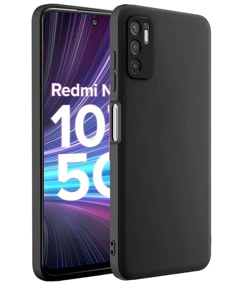     			ZAMN - Black Silicon Plain Cases Compatible For Redmi Note 10T 5G ( Pack of 1 )