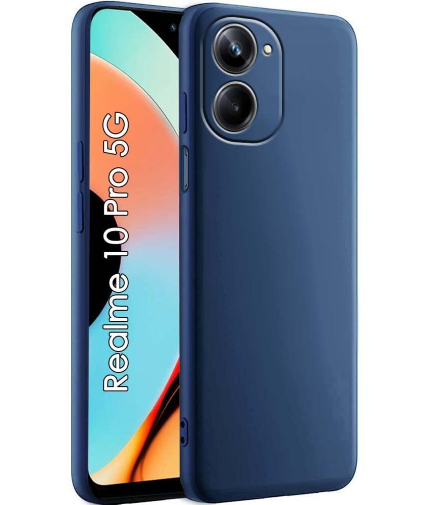     			ZAMN - Blue Silicon Plain Cases Compatible For Realme 10 Pro 5G ( Pack of 1 )