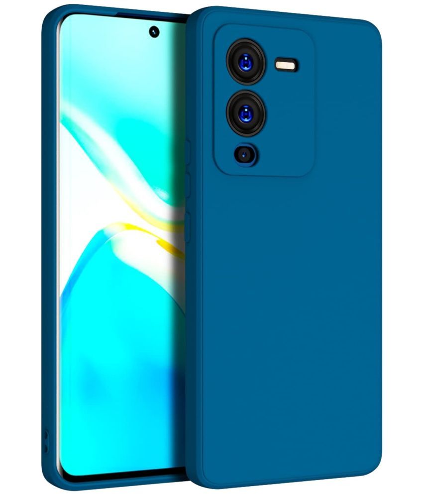     			ZAMN - Blue Silicon Plain Cases Compatible For Vivo v25 pro ( Pack of 1 )