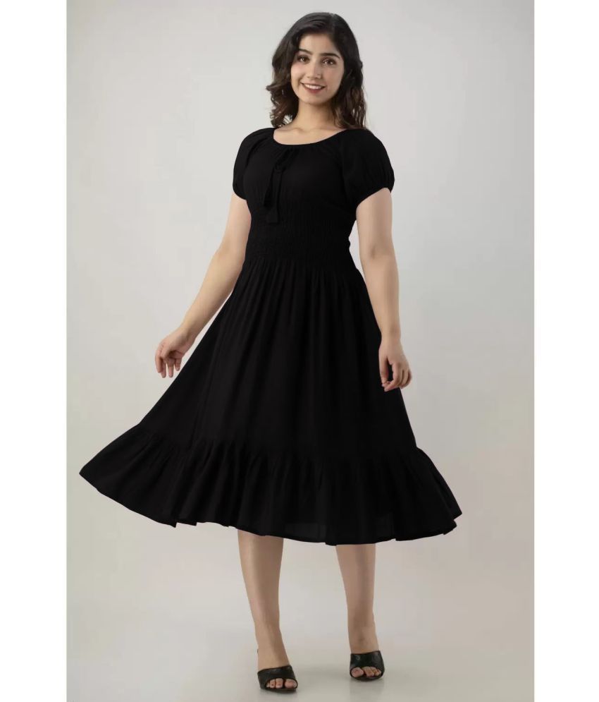     			Frionkandy - Black Rayon Women's Fit & Flare Dress ( Pack of 1 )