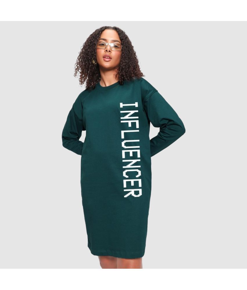     			Bewakoof - Green Cotton Women's T-shirt Dress ( Pack of 1 )