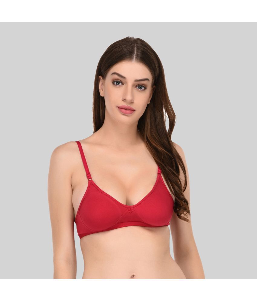     			Elina - Red Cotton Non Padded Women's Everyday Bra ( Pack of 1 )
