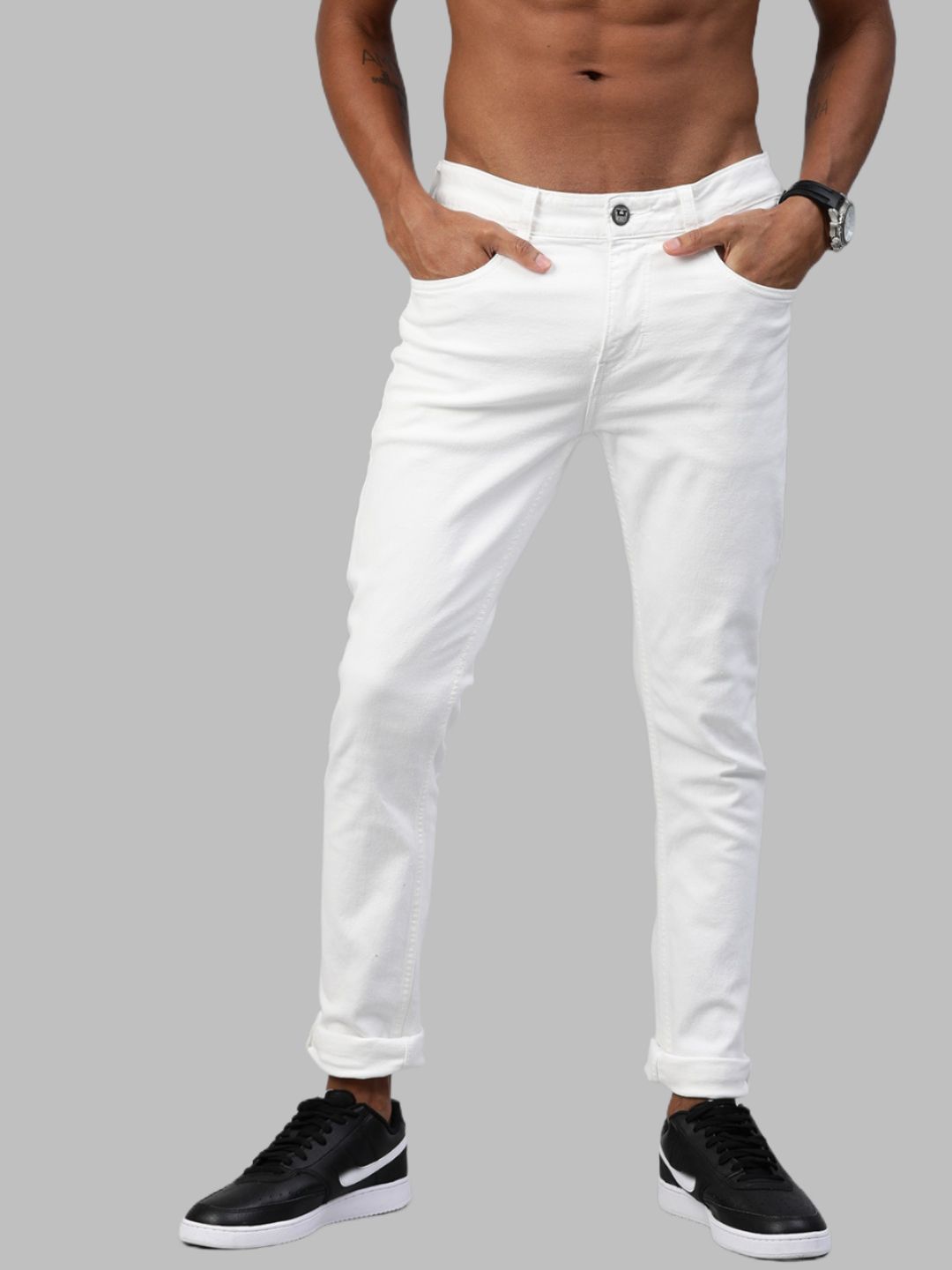     			HALOGEN - White Denim Slim Fit Men's Jeans ( Pack of 1 )