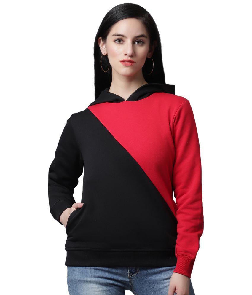     			Rute Cotton - Fleece Black Hooded Sweatshirt