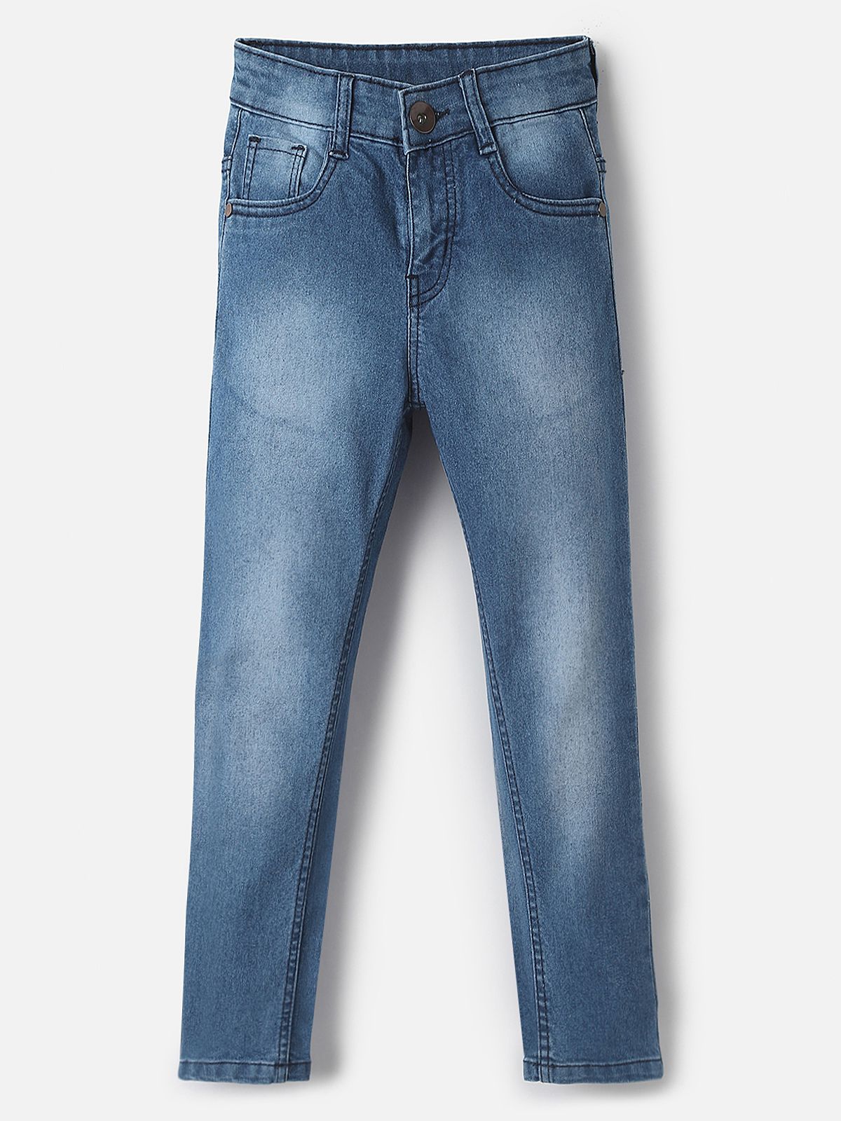     			UrbanMark Junior Boys Cotton Stretch Slim Fit Blue Denim Jeans