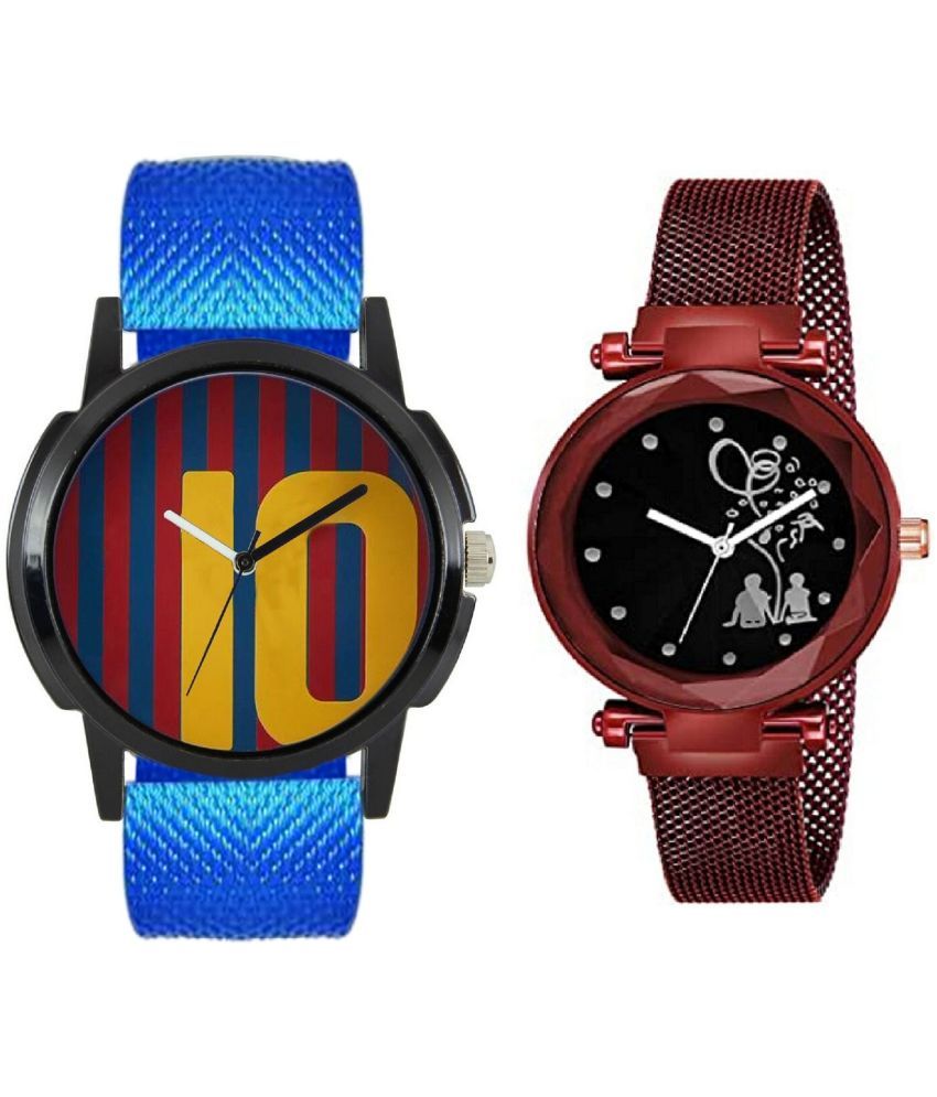     			newmen - Blue PU Analog Couple's Watch