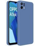 Oppo - Blue Silicon Plain Cases Compatible For OPPO A16K ( Pack of 1 )