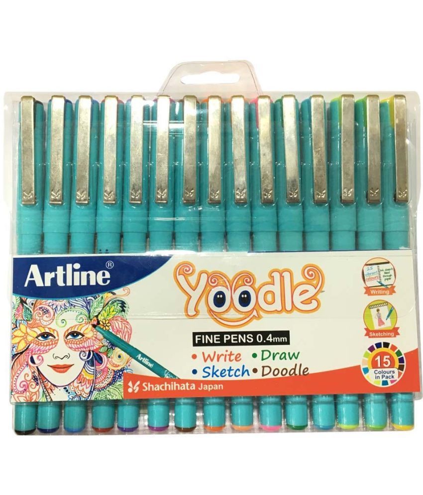     			Artline Yoodle 0.4Mm Fineliner Pen (Pack Of 15, Multicolor)