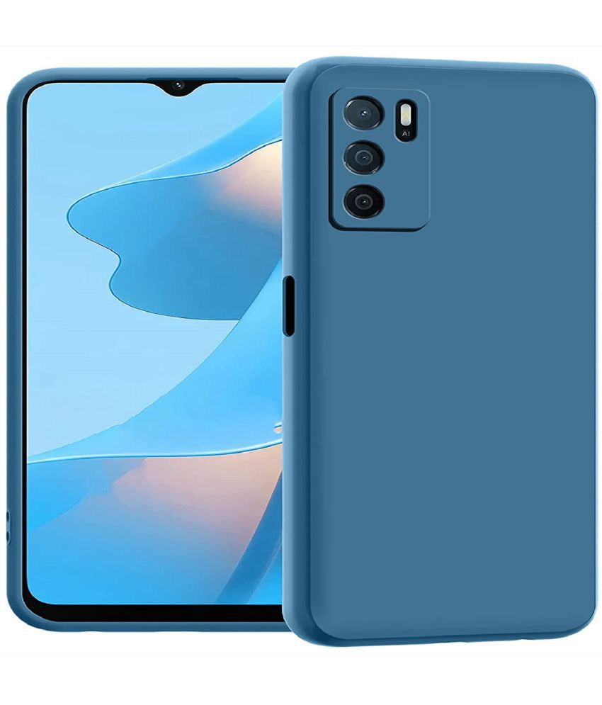    			Case Vault Covers - Blue Silicon Plain Cases Compatible For Oppo A16 ( Pack of 1 )