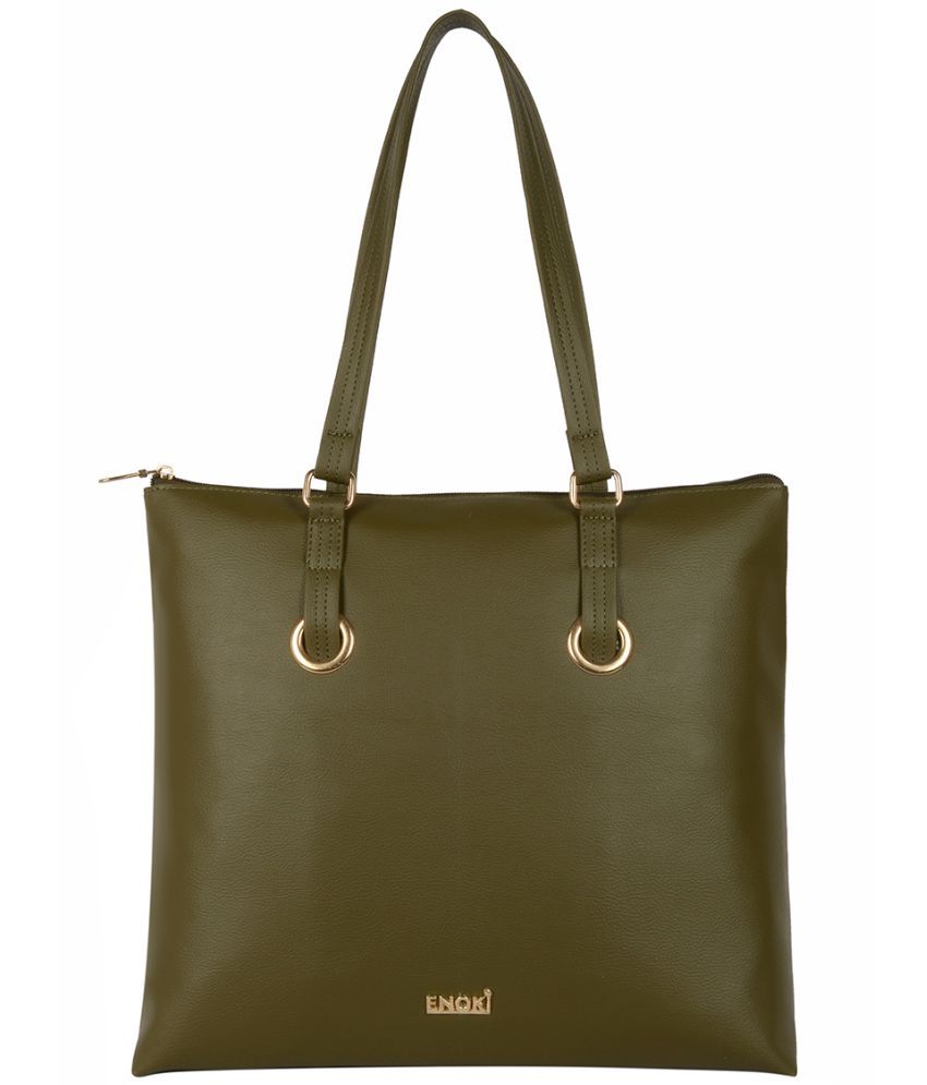     			Enoki - Green Artificial Leather Tote Bag