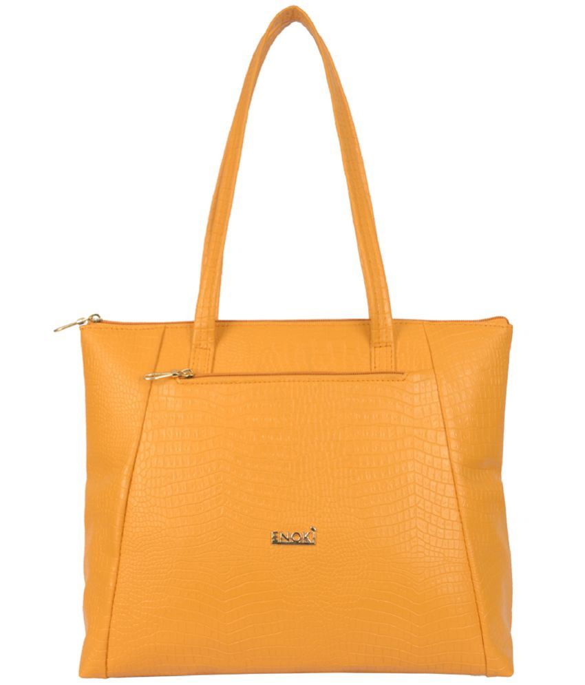     			Enoki - Yellow Artificial Leather Tote Bag