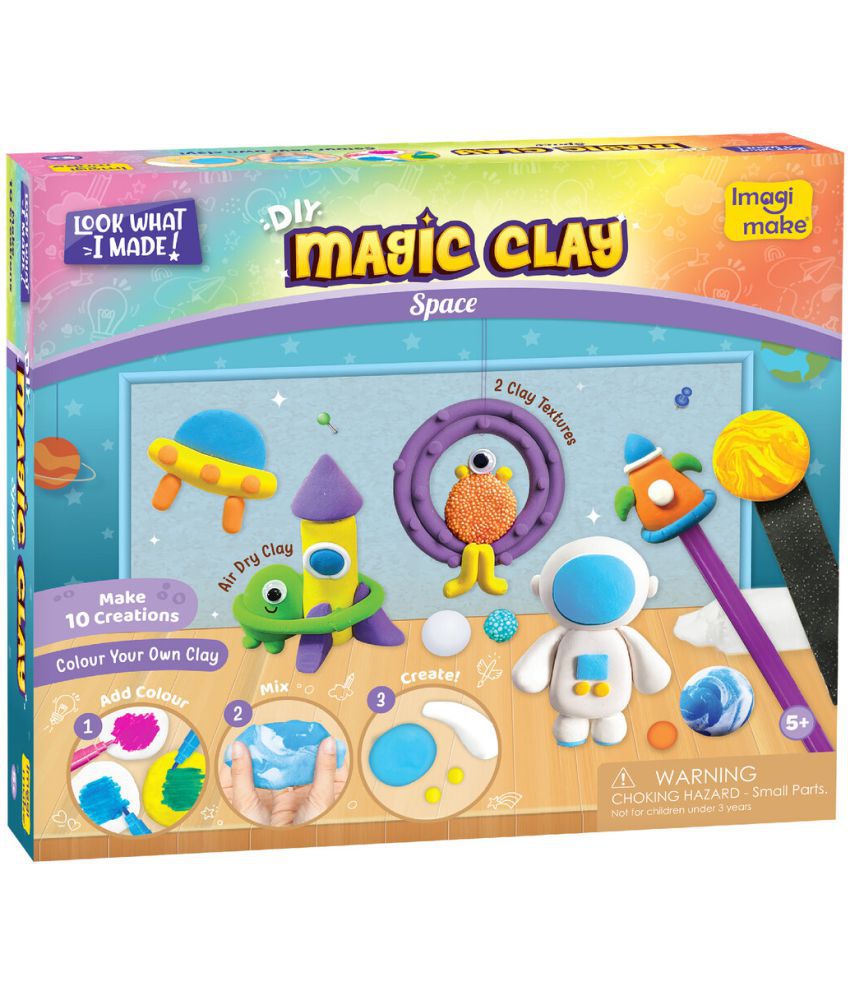     			Imagimake Magic Clay | Colour & Create | Space Craft Kit | Air Dry Clay For Art & Craft | Make 10 Super Clay Creations | Birthday Gift For 5,6,7,8 Year Old Girls & Boys