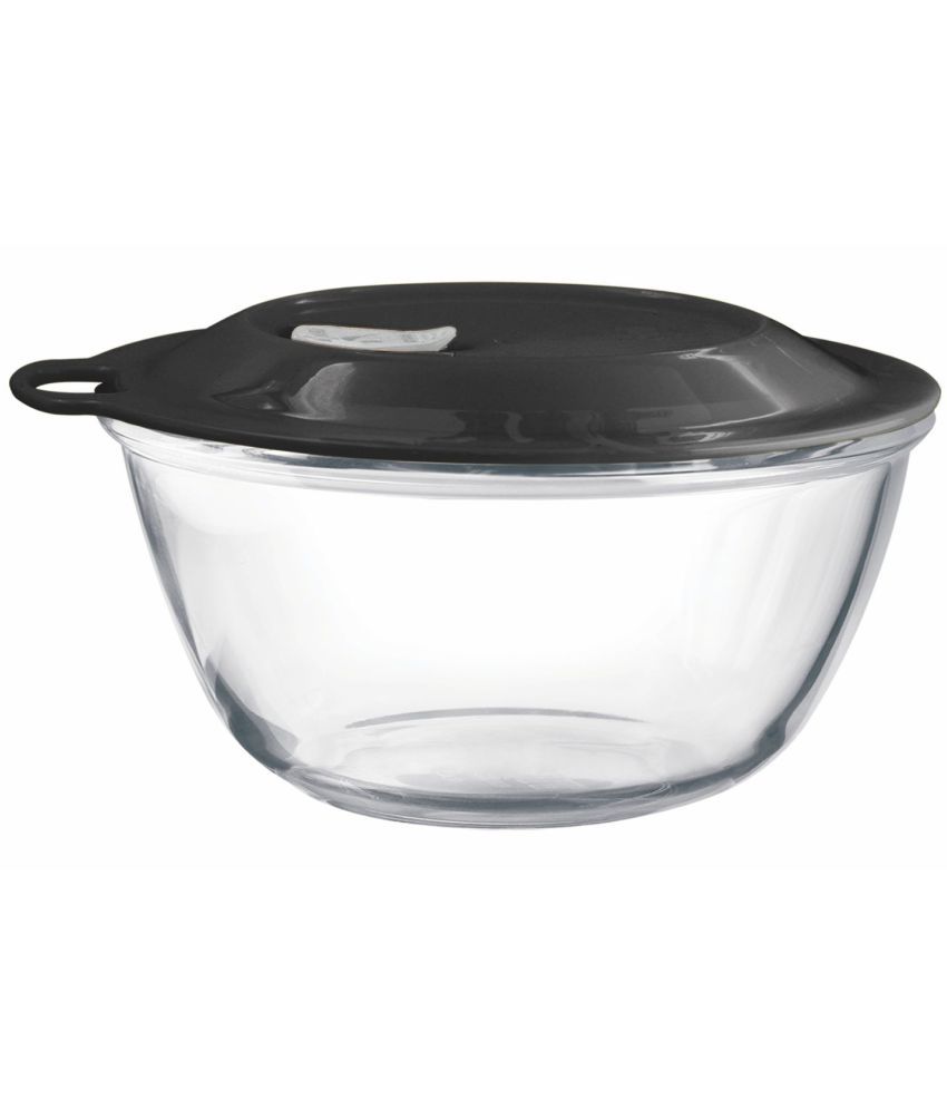     			Treo By Milton 1000 Glass Mixing Bowl with Eazy Lid, 870 ml, Black | Air Tight | Microwave Safe | Dishwasher Safe | Food Safe | BPA Free | Serving | Salad