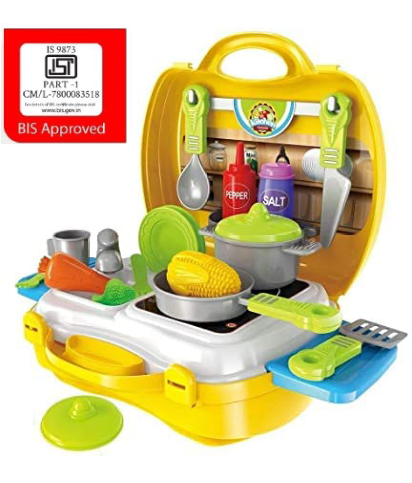     			VBE Kitchen Set Toy for Kids Suitcase Cooking Kitchen Set Toy for Children Role Play Toy for Girls 26 PCs